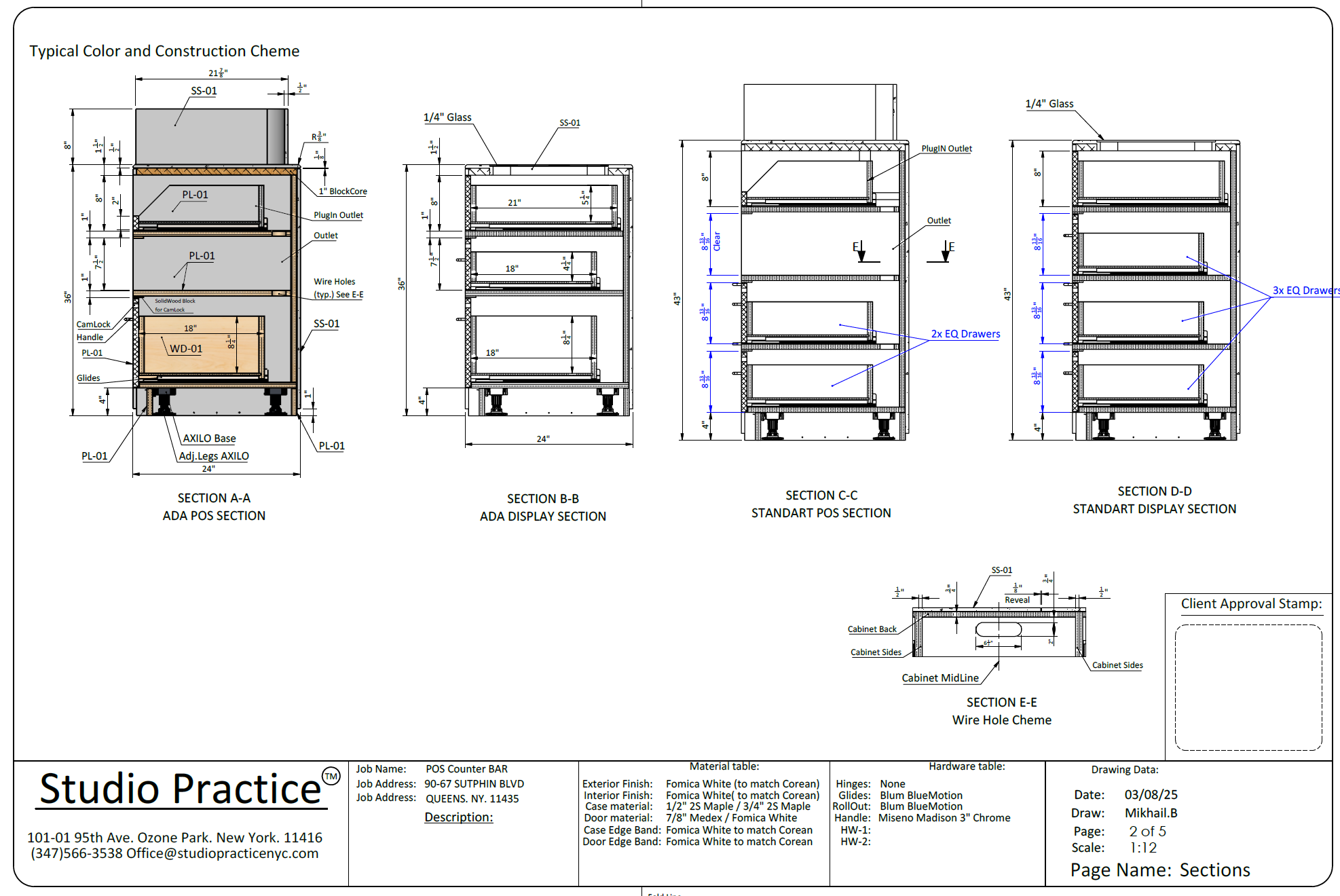 POS Counter Bar — Commercial Millwork Shop Drawings
