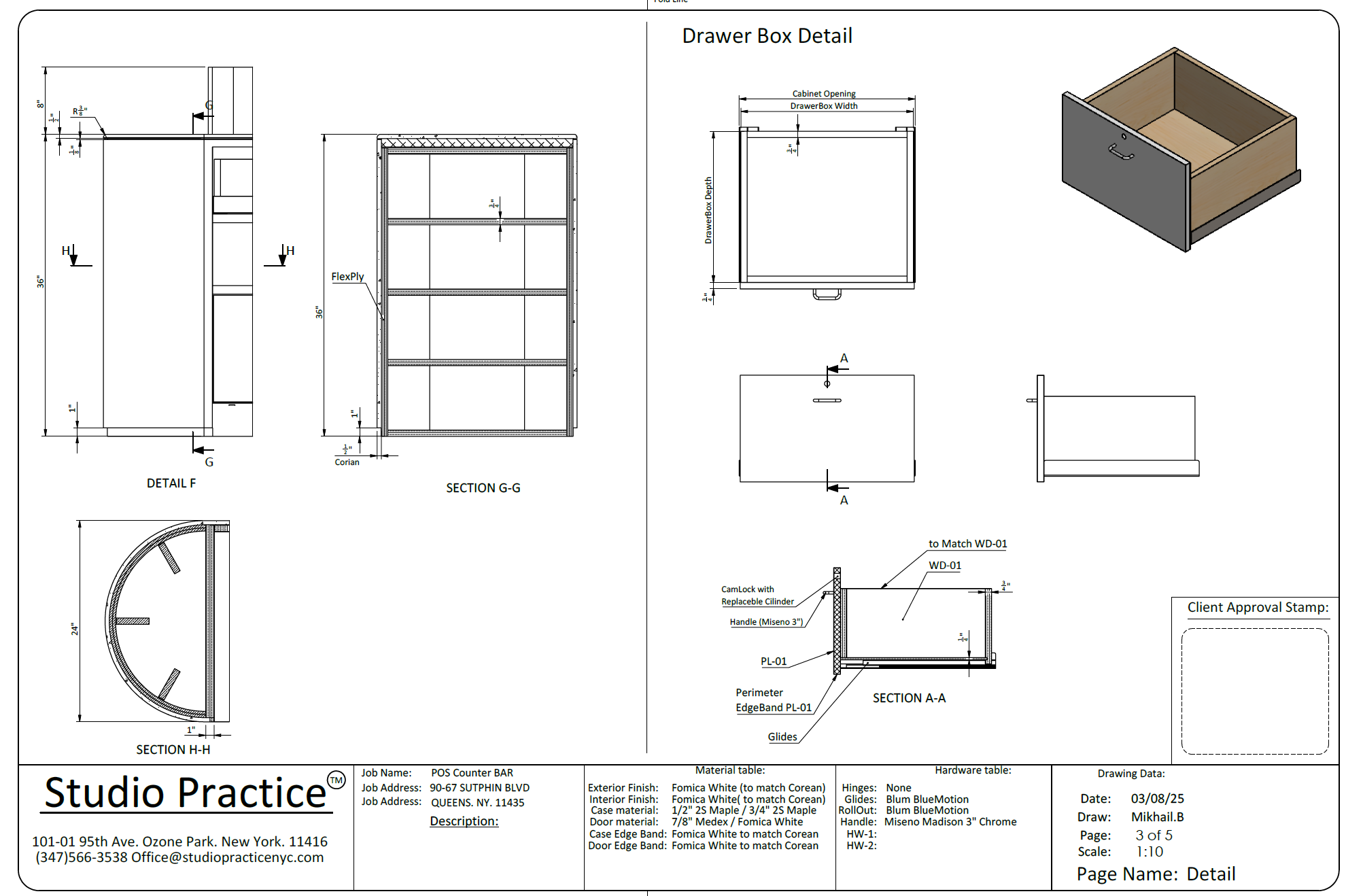 POS Counter Bar — Commercial Millwork Shop Drawings