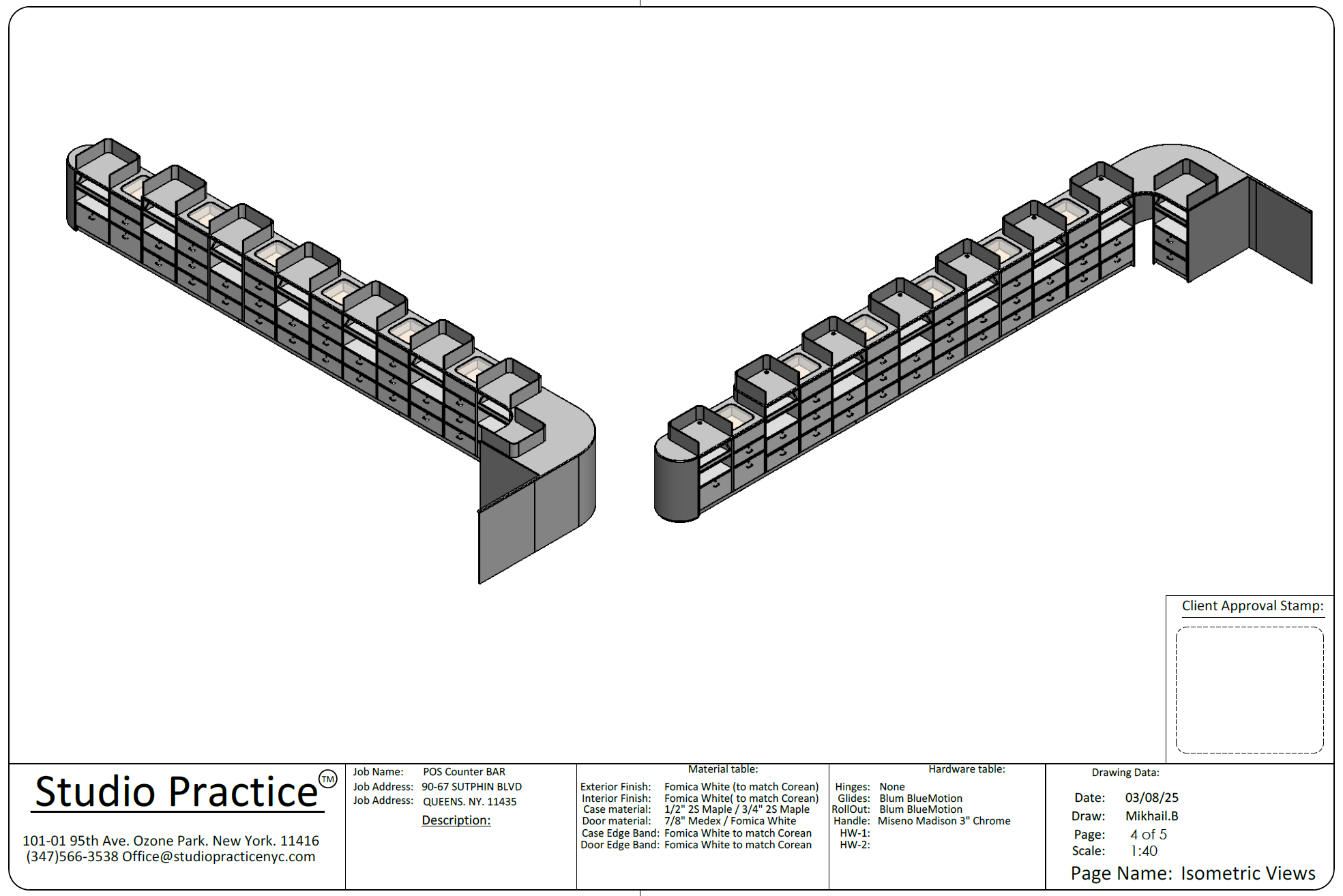 POS Counter Bar — Commercial Millwork Shop Drawings